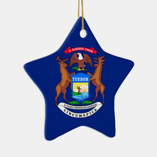 Michigan State Flag Design Keramisch Ornament (Rechts)