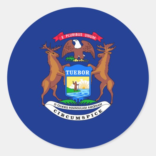 Michigan State Flag Design Ronde Sticker (Voorkant)
