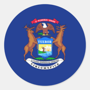 Michigan State Flag Design Ronde Sticker