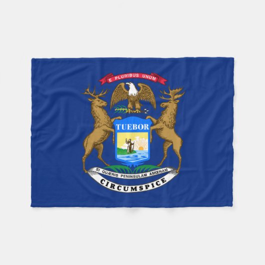 Michigan State Flag Fleece Deken (Voorkant (Horizontaal))