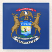 Michigan State Flag Glazen Onderzetter (Voorkant)