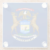 Michigan State Flag Glazen Onderzetter (Achterkant)