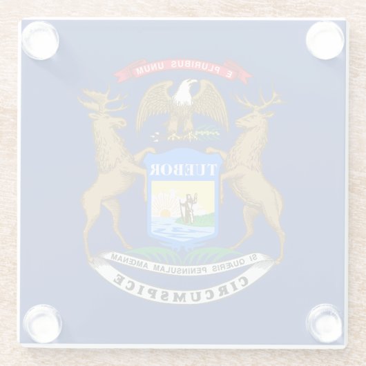 Michigan State Flag Glazen Onderzetter (Achterkant)