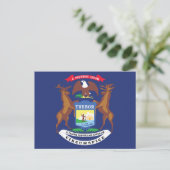 Michigan State Flag Great Lakes State Seal Moose Briefkaart (Staand voorkant)