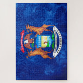 Michigan State Flag Grunge Legpuzzel (Verticaal)