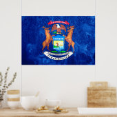 Michigan State Flag Grunge Poster (Keuken)