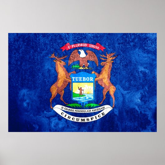 Michigan State Flag Grunge Poster (Voorkant)