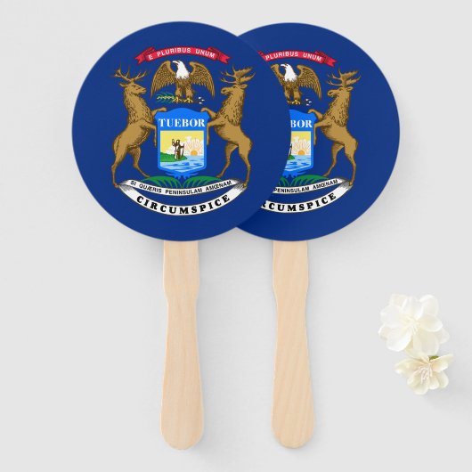 Michigan State Flag Handwaaier (Voorkant en achterkant)