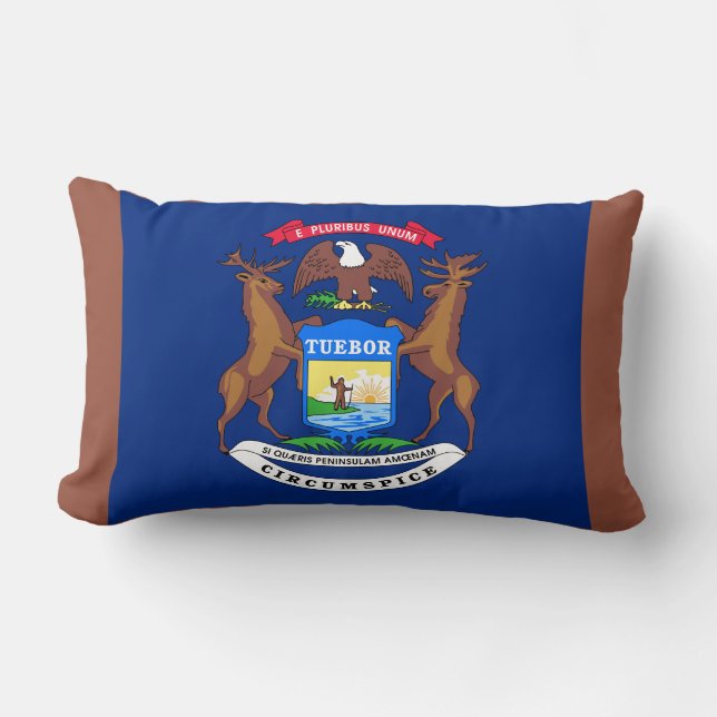 Michigan State Flag Print Patriottisch Kussen (Voorkant)