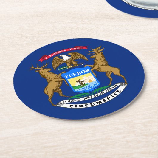 Michigan State Flag Ronde Kartonnen Onderzetter