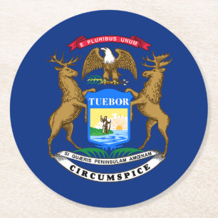 Michigan State Flag Ronde Kartonnen Onderzetter