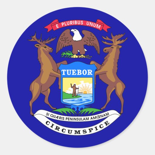 Michigan State Flag Ronde Sticker (Voorkant)