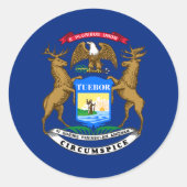 Michigan State Flag Ronde Sticker (Voorkant)