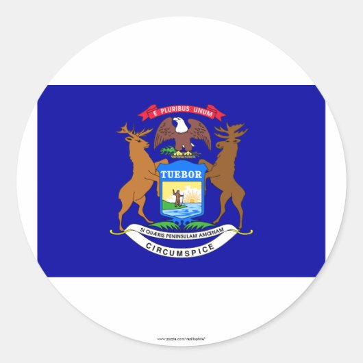 Michigan State Flag Ronde Sticker (Voorkant)