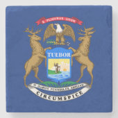 Michigan State Flag Stenen Onderzetter (Voorkant)