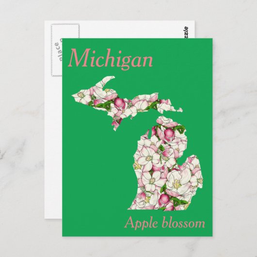Michigan State Flower Collage Map Briefkaart (Voorkant / Achterkant)