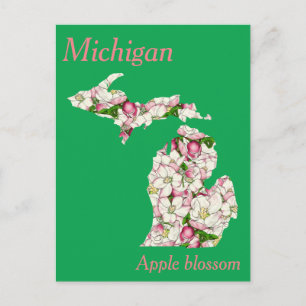 Michigan State Flower Collage Map Briefkaart