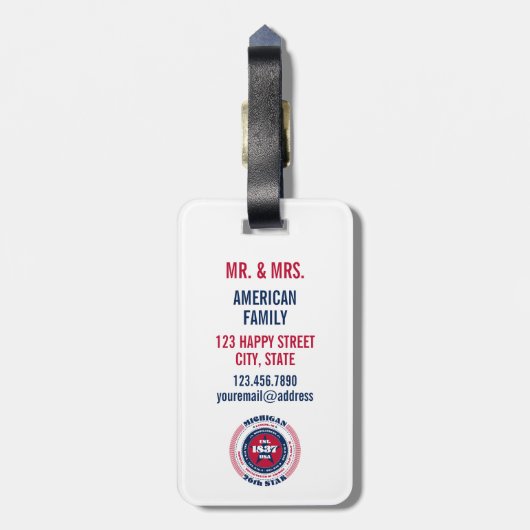 Michigan State Gepersonaliseerde Gift Bagagelabel (Achterkant verticaal)