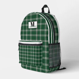 Michigan State green and white Tartan Plaid Bedrukte Rugzak