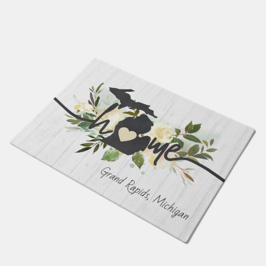 Michigan State heeft uw thuisstad Rustic gepersona Deurmat (Schuin)