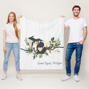 Michigan State heeft uw thuisstad Rustic gepersona Fleece Deken