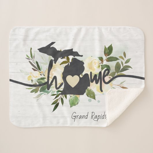 Michigan State heeft uw thuisstad Rustic gepersona Sherpa Deken (Voorkant (horizontaal))