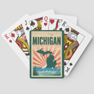 Michigan State Illustratie Reis Kunst Vintage Pokerkaarten