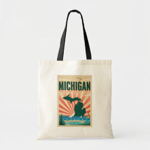 Michigan State Illustratie Reis Kunst Vintage Tote Bag