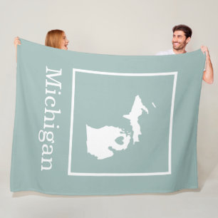Michigan State-kaart met aangepaste kleuren in har Fleece Deken