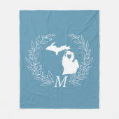 Michigan State-kaart met blad monogram Fleece Deken (Voorkant)