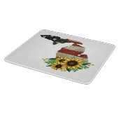 Michigan State Map Amerikaanse vlag Zonnebloemglas Snijplank (Hoek)