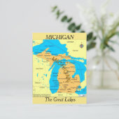 Michigan State Map Briefkaart (Staand voorkant)