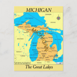 Michigan State Map Briefkaart