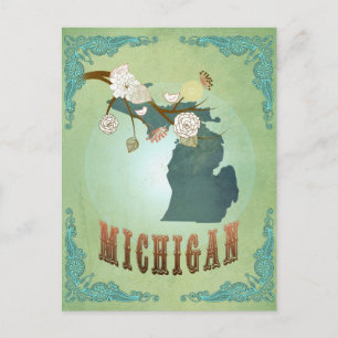 Michigan State Map - Groen Briefkaart