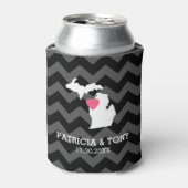 Michigan State Map met Custom Love Heart en Name Blikjeskoeler (Blikje Voorkant)