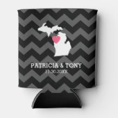 Michigan State Map met Custom Love Heart en Name Blikjeskoeler (Voorkant)