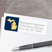 Michigan State Map met Custom Love Heart en Name Etiket