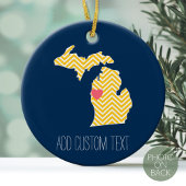 Michigan State Map met Custom Love Heart en Name Keramisch Ornament