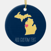 Michigan State Map met Custom Love Heart en Name Keramisch Ornament (Voorkant)