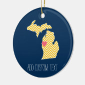 Michigan State Map met Custom Love Heart en Name Keramisch Ornament (Links)