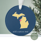 Michigan State Map met Custom Love Heart en Name Ornament