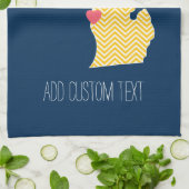 Michigan State Map met Custom Love Heart en Name Theedoek (Gevouwen)