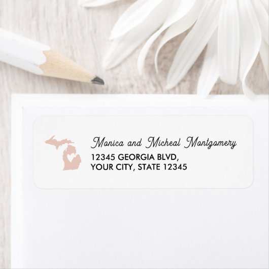 MICHIGAN State Map met hart - ELKE KLEUR Etiket (Insitu)