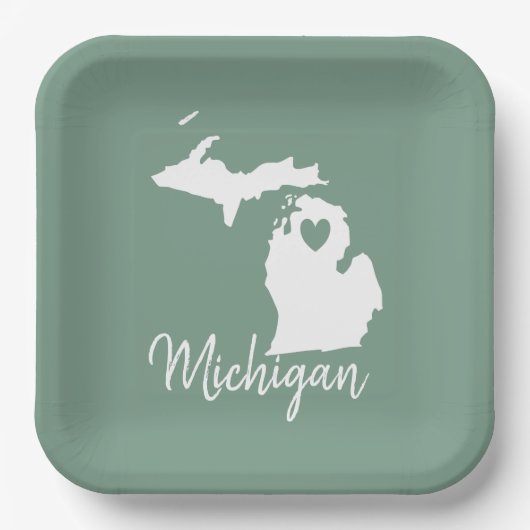 Michigan State Map Papieren Bordje (Voorkant)