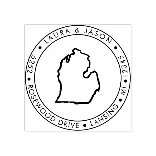 Michigan State Map Retouradres Wood Art Stamp Rubberstempel (Afrduk)