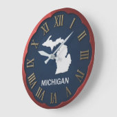 Michigan State Map Scalloped Red Bezel Grote Klok (Hoek)