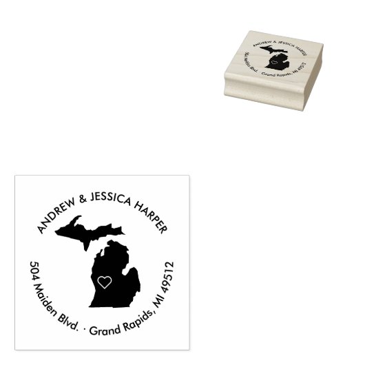 Michigan State Moving Aankondiging Adresstempel Rubberstempel (Gestempeld)