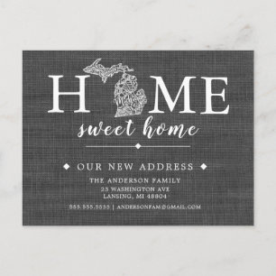 MICHIGAN State Moving Announcement Post Card Aankondigingskaart