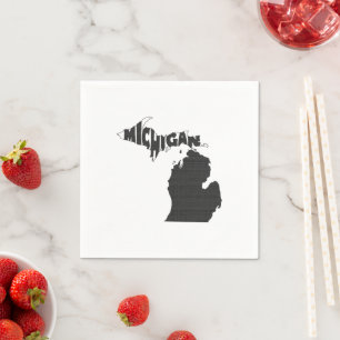 Michigan State Name Word Art Black Servetten