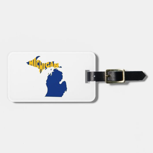 Michigan State Name Word Art Yellow Bagagelabel (Voorkant horizontaal)
